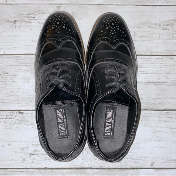 STACY ADAMS Boy’s Wingtip Dress Shoes Sz 12 - Picture 7 of 9